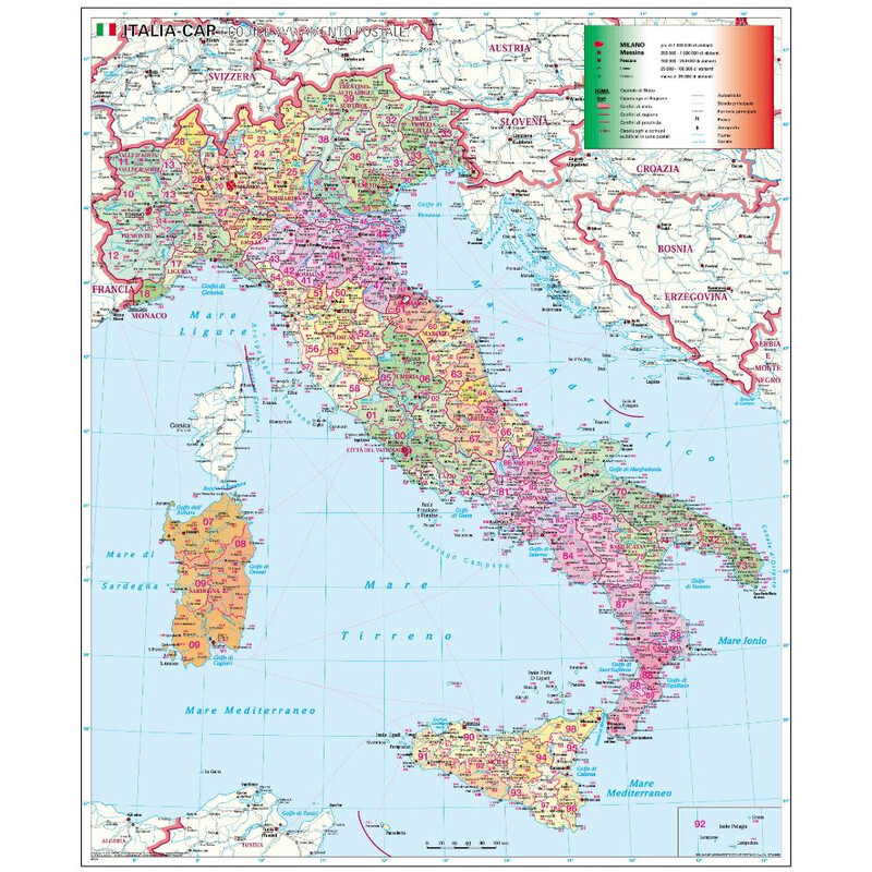 Carte géographique Stiefel Italy Post Code Map (Italian)