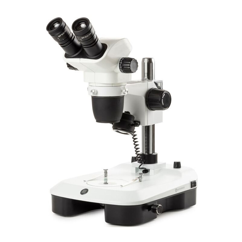 Euromex Zoom-Stereomikroskop NZ.1702-M, 6.5-55x, Säule,  Auf-u. Durchlicht, bino, Spiegel f. Dunkelfeld, Embryologie