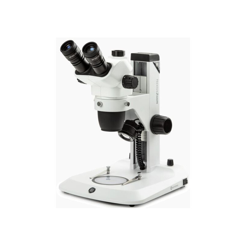 Microscope stéréo zoom Euromex NZ.1903-S, 6.7-45x,  Zahnstange, Auf-u. Durchlicht, trino