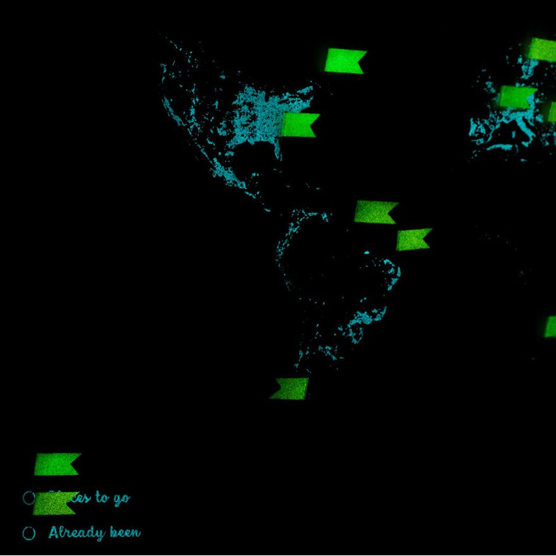 Miss Wood Weltkarte Woody Map Fluor L