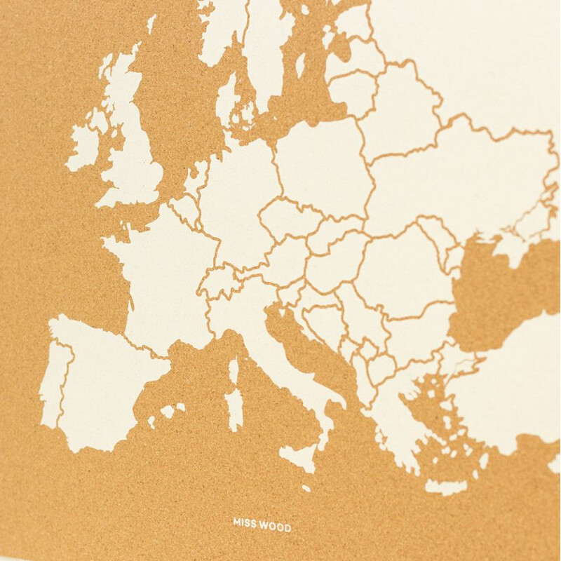 Miss Wood Kontinentkarte Woody Map Europa weiß 60x45cm