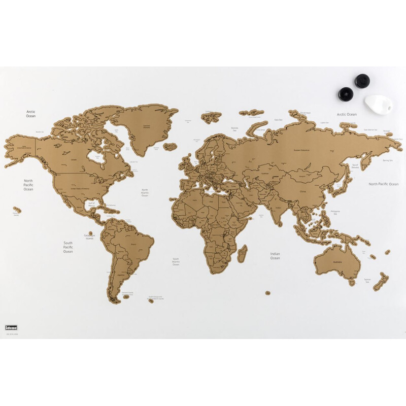 Idena Tableau magnétique Mappemondes à gratter et à épingler
