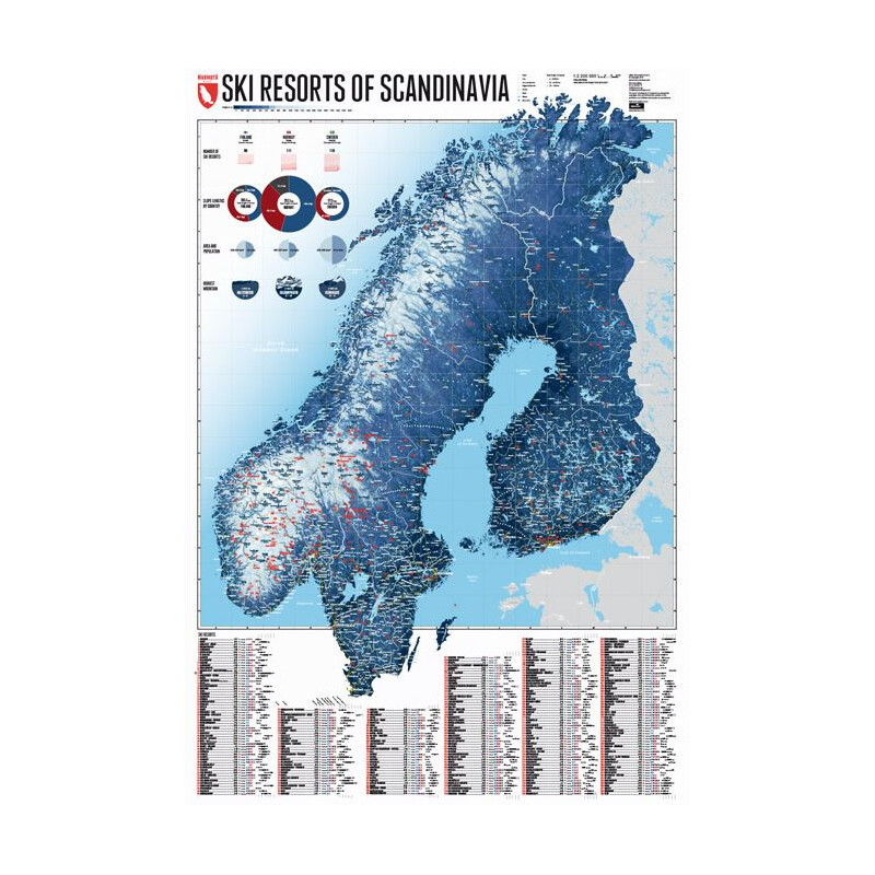 Carte régionale Marmota Maps Ski Resorts of Scandinavia