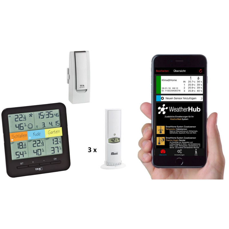 Station météo TFA Kit de démarrage WeatherHub avec thermo-hygromètre sans fil
