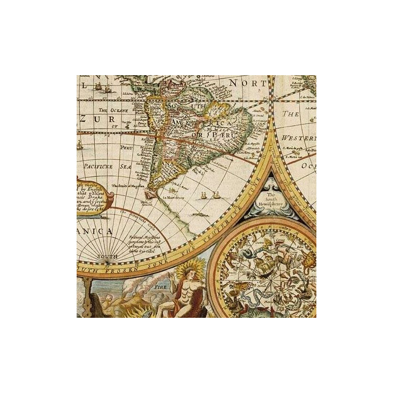 Mappemonde freytag & berndt Antik John Speed 1651 (91 x 69 cm)