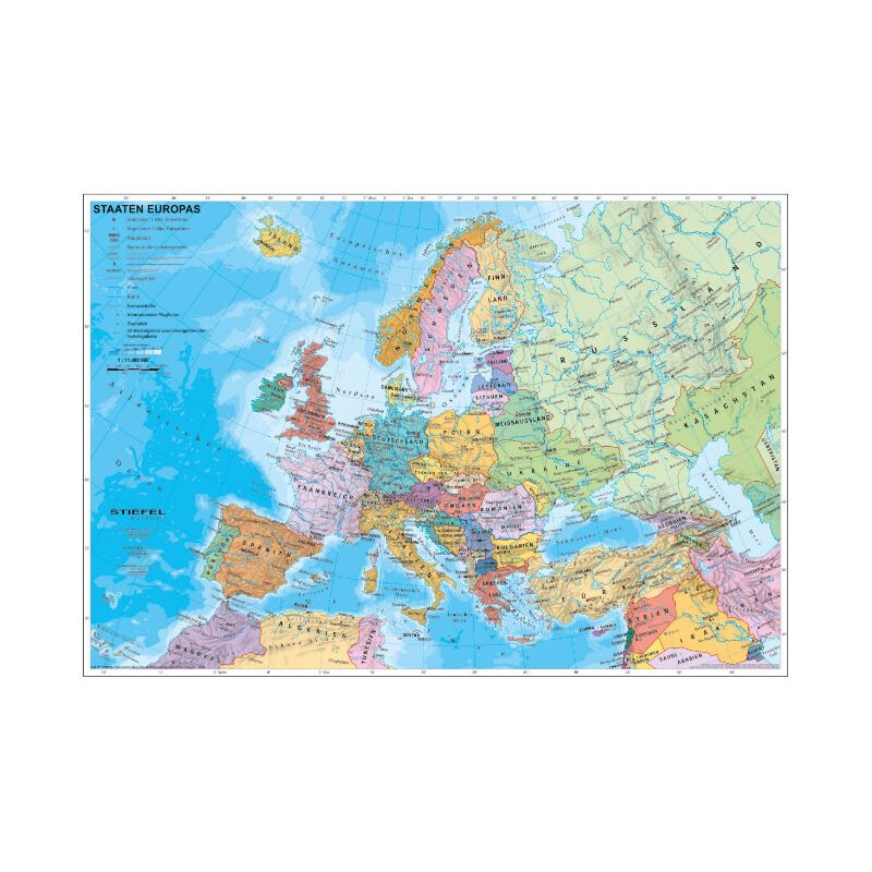Carte des continents Stiefel L'Europe politiquement