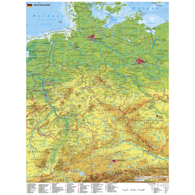 Carte géographique Stiefel Germany with UNESCO World Heritage Sites and metal bars