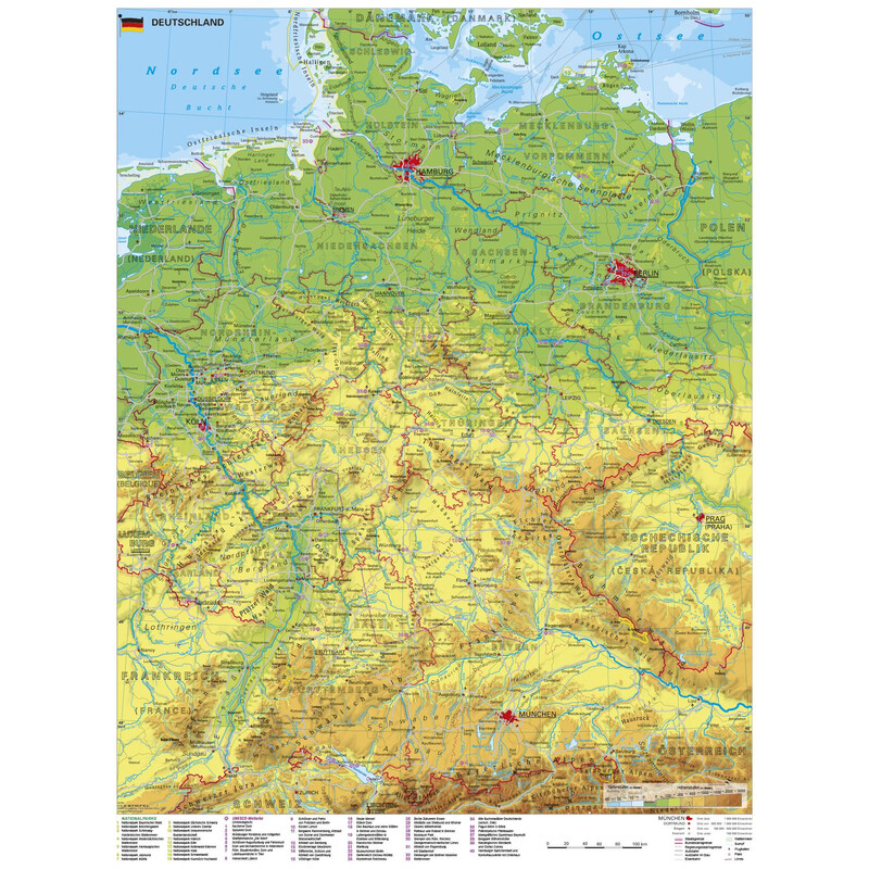 Carte géographique Stiefel L'Allemagne et les sites classés au patrimoine mondial de l'UNESCO