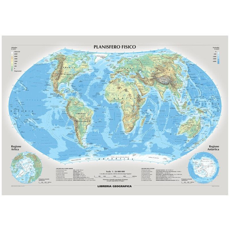 Libreria Geografica Weltkarte Planisfero fisico e politico