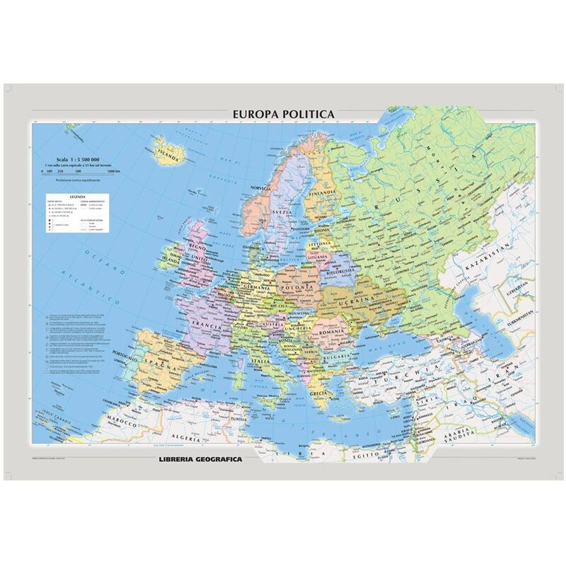 Libreria Geografica Kontinentkarte Europa fisica e politica