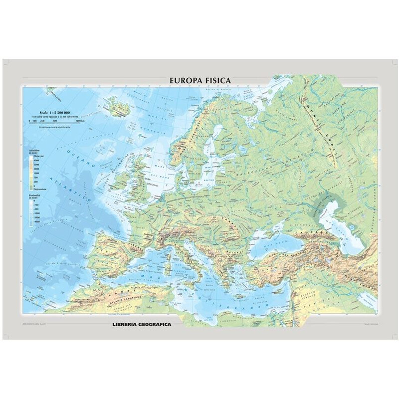 Carte des continents Libreria Geografica Europa fisica e politica