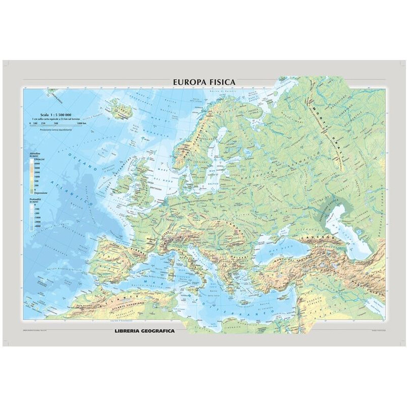 Libreria Geografica Kontinentkarte Europa fisica e politica