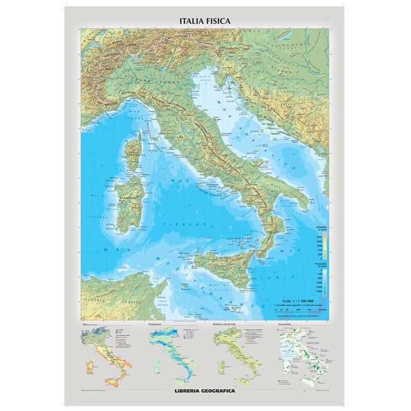 Carte géographique Libreria Geografica Italia fisica e politica