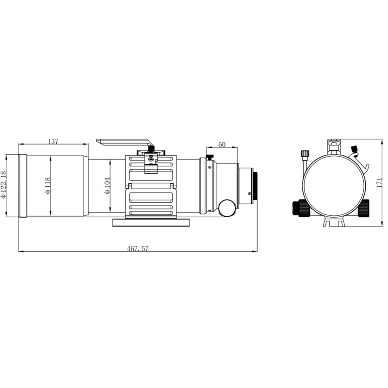 Lunette apochromatique Omegon Pro APO AP 94/517 Triplet ED OTA