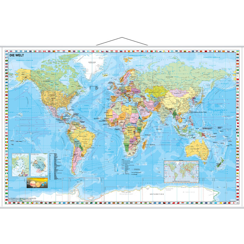 Mappemonde Stiefel politique avec bordure de drapeau (95 x 62 cm)