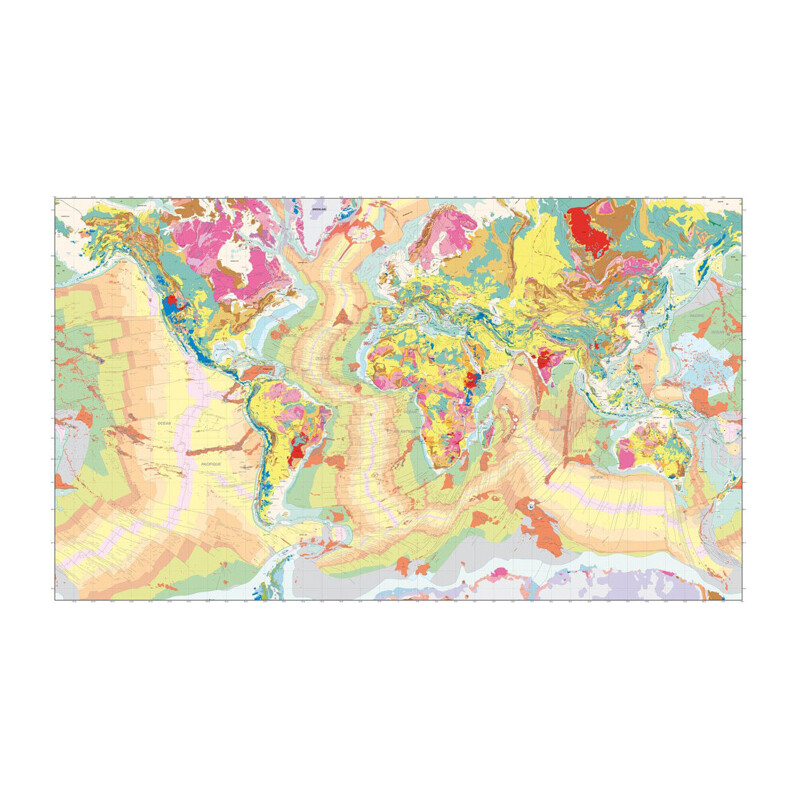 Mappemonde UKGE Geological Map of the World 118cm x 98cm