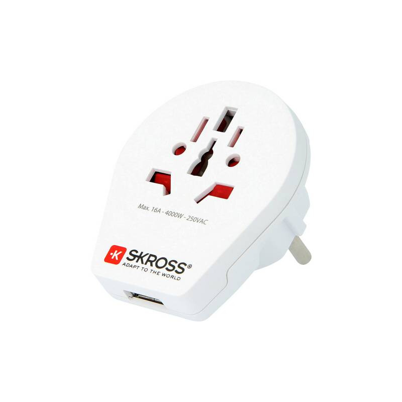 Alimentation électrique Skross Adaptateur de voyage World to Europe avec USB