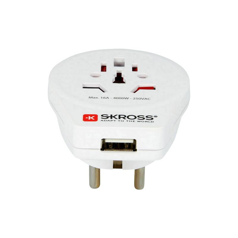 Alimentation électrique Skross Adaptateur de voyage World to Europe avec USB