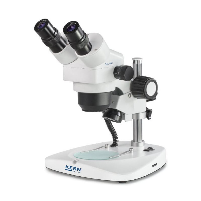 Microscope stéréo zoom Kern OZL 445, Greenough, Colonne, bino, 0,75-3,6x,10x/21, 0,35W LED