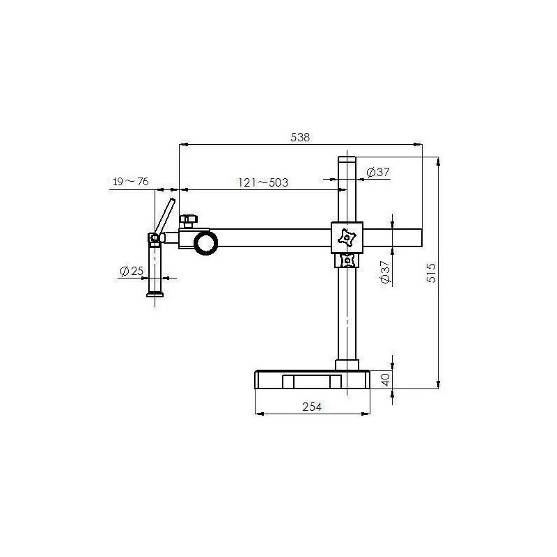 Microscope stéréo zoom Kern OZM 912, bino, 7x-45x, HSWF 10x23 mm, Trépied, Un bras (430 mm x 385 mm) avec plateau de table, Lampes annulaires LED 4,5 W