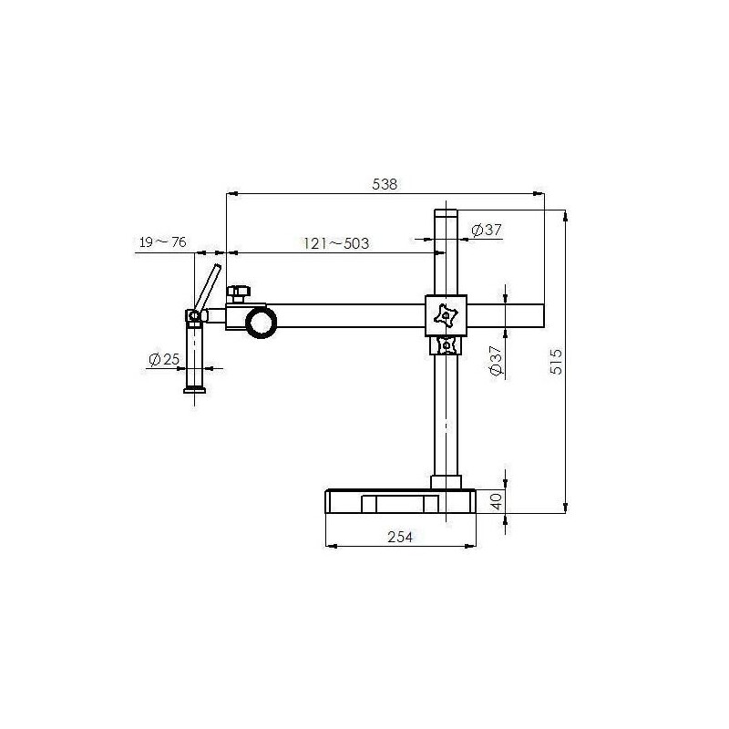 Kern Zoom-Stereomikroskop OZM 913, trino, 7x-45x, HSWF 10x23 mm, Stativ, Einarm (515 mm x 614 mm) m. Tischplatte, Ringlicht LED 4.5 W