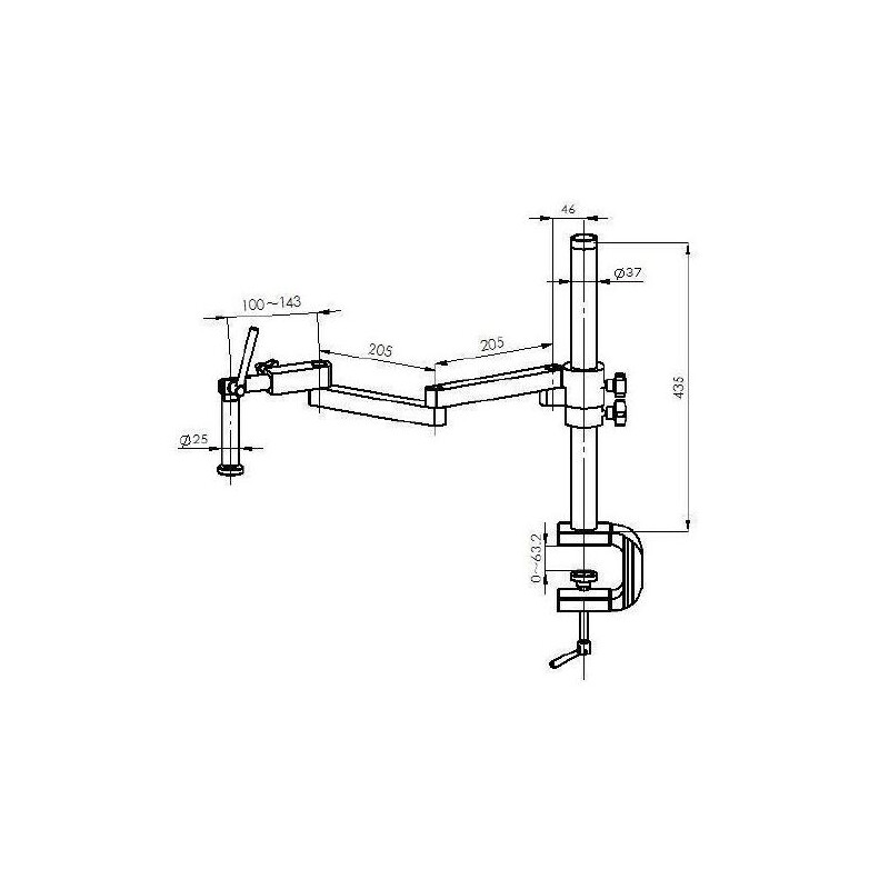 Microscope stéréo zoom Kern OZM 953, trino, 7-45x, HSWF 10x23 mm, Statif industriel, Pince de table, Lampes annulaires LED, 4,5 W