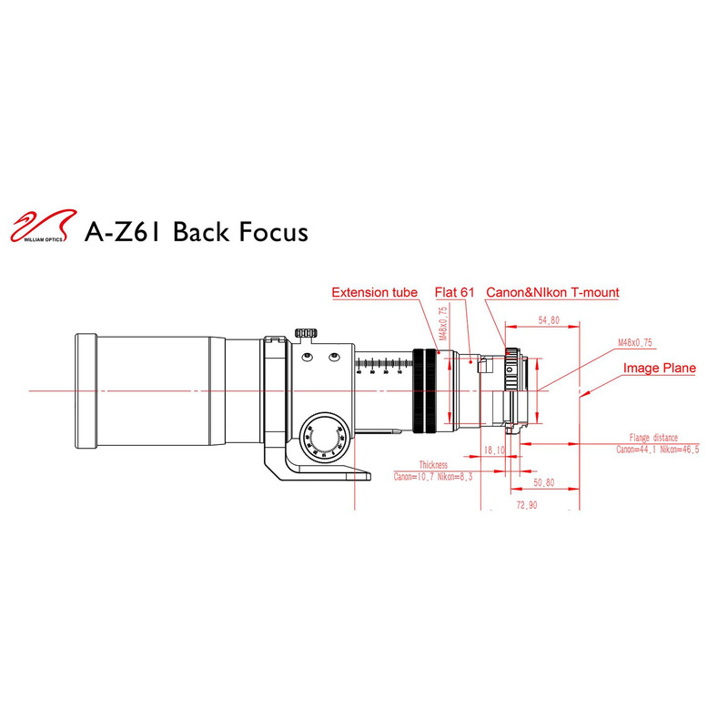 Lunette apochromatique William Optics AP 61/360 ZenithStar ZS61 II OTA Guidescope-Set