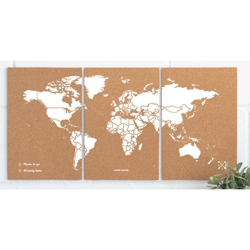 Miss Wood Weltkarte Puzzle Map M - White