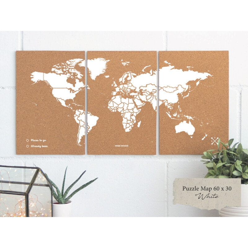 Mappemonde Miss Wood Puzzle Map M - White