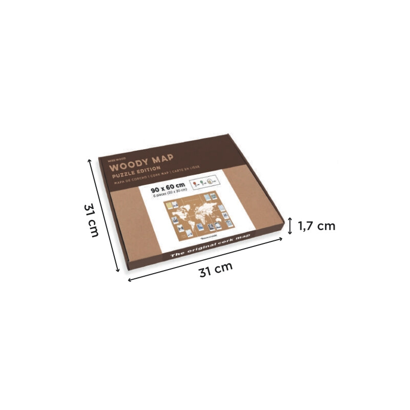 Miss Wood Weltkarte Puzzle Map XL - White