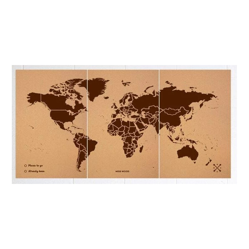 Mappemonde Miss Wood Woody Map Natural Cork XXXL brown