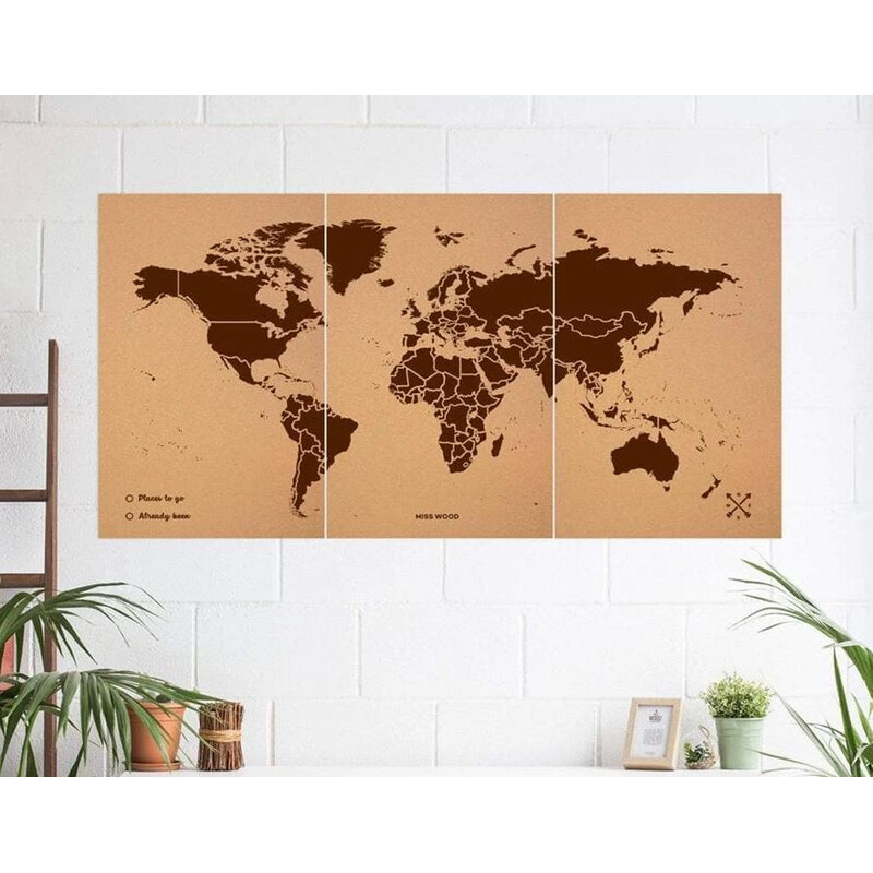 Mappemonde Miss Wood Woody Map Natural Cork XXXL brown