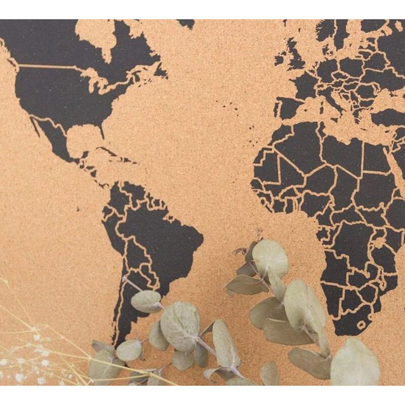 Mappemonde Miss Wood Woody Map Natural Cork XXXL black