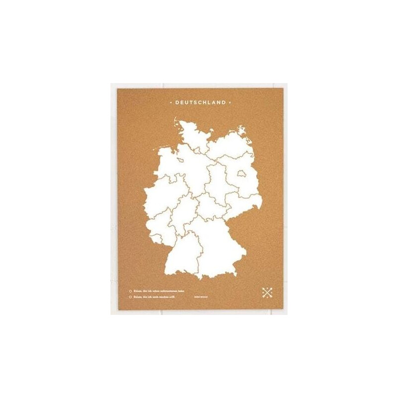 Carte géographique Miss Wood Woody Map Countries Deutschland Cork XL white (60 x 90 cm)