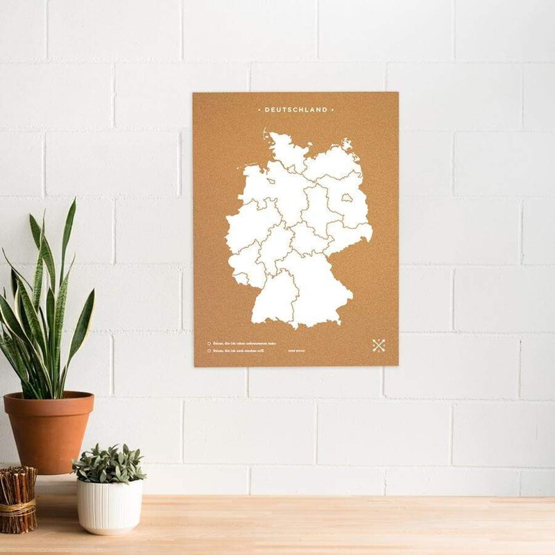 Miss Wood Landkarte Woody Map Countries Deutschland Cork XL white (60 x 90 cm)