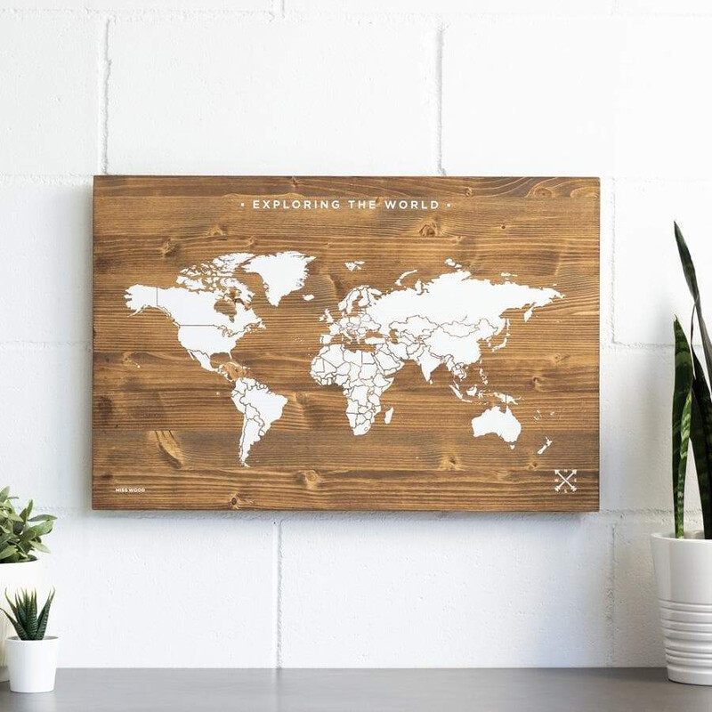 Mappemonde Miss Wood Woody Map Wooden 60x40