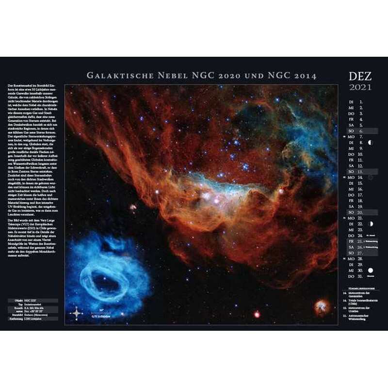 Calendrier Astronomie-Verlag Weltraum-Kalender 2021