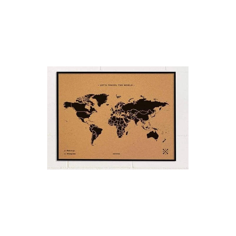 Mappemonde Miss Wood Woody Map Natural Cork L black