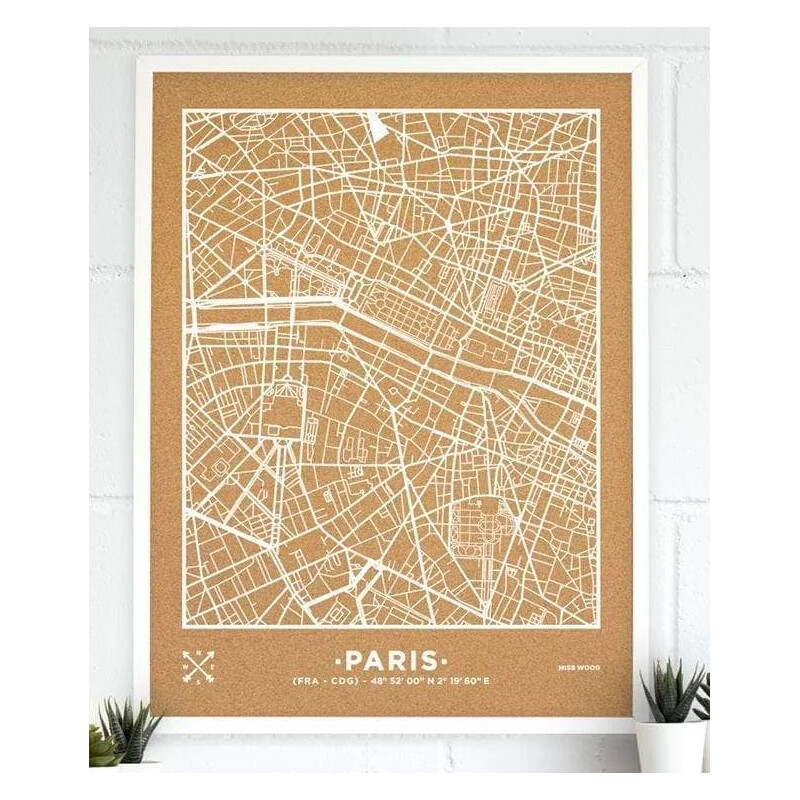 Carte régionale Miss Wood Woody Map Natural Paris XL White