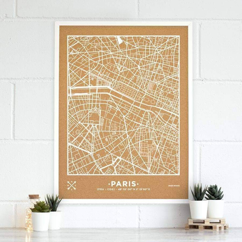 Carte régionale Miss Wood Woody Map Natural Paris XL White