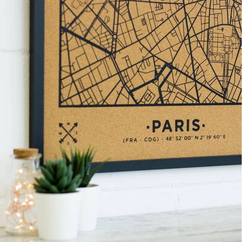 Carte régionale Miss Wood Woody Map Natural Paris XL Black