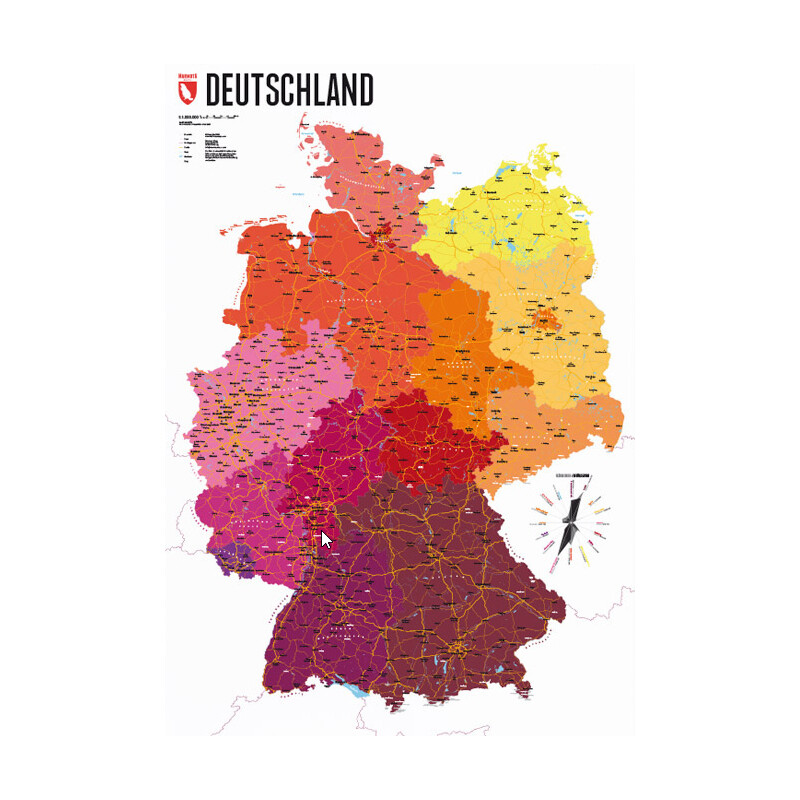 Carte géographique Marmota Maps Deutschland politisch (70x100)