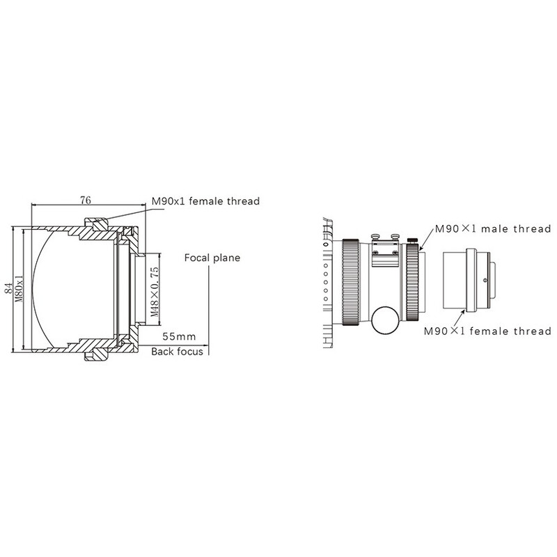 Omegon Reducer 0,7x pour 108/600 Quintuplet APO