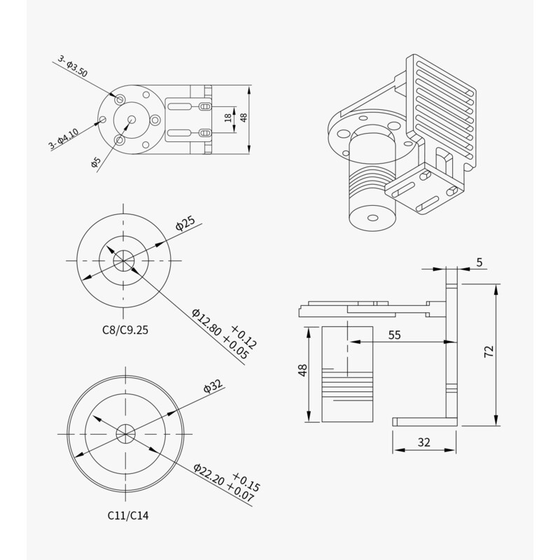 ZWO Adaptateur pour système de mise au point motorisée EAF sur Celestron C8 & C9.25