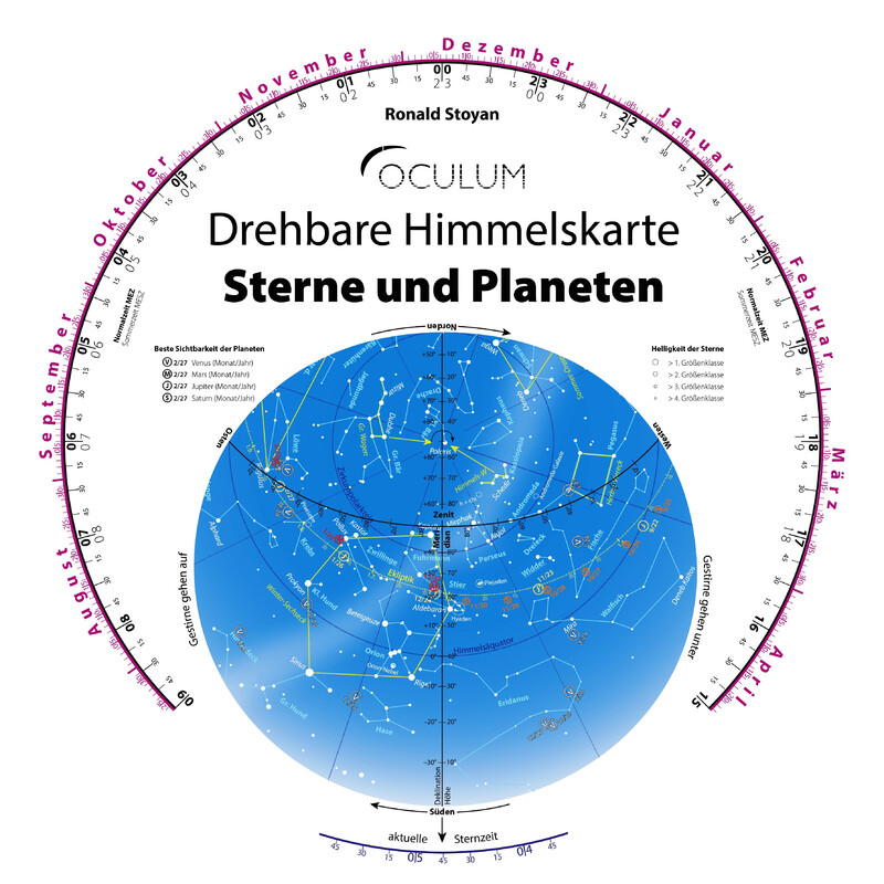 Carte du ciel Oculum Verlag Drehbare Himmelskarte Sterne und Planeten 30cm