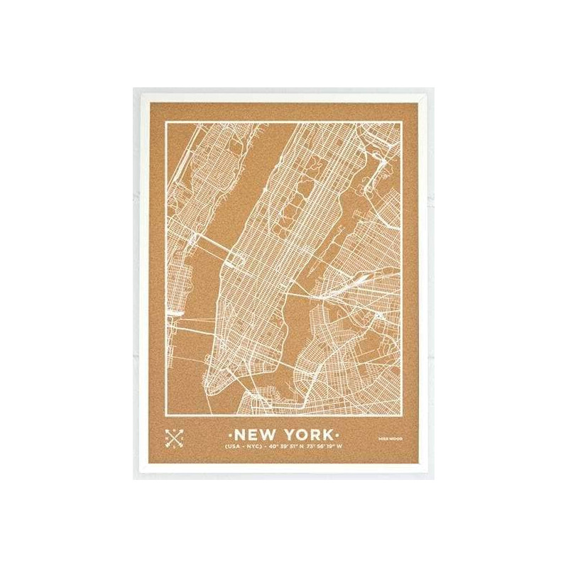 Miss Wood Regional-Karte Woody Map Natural New York L White