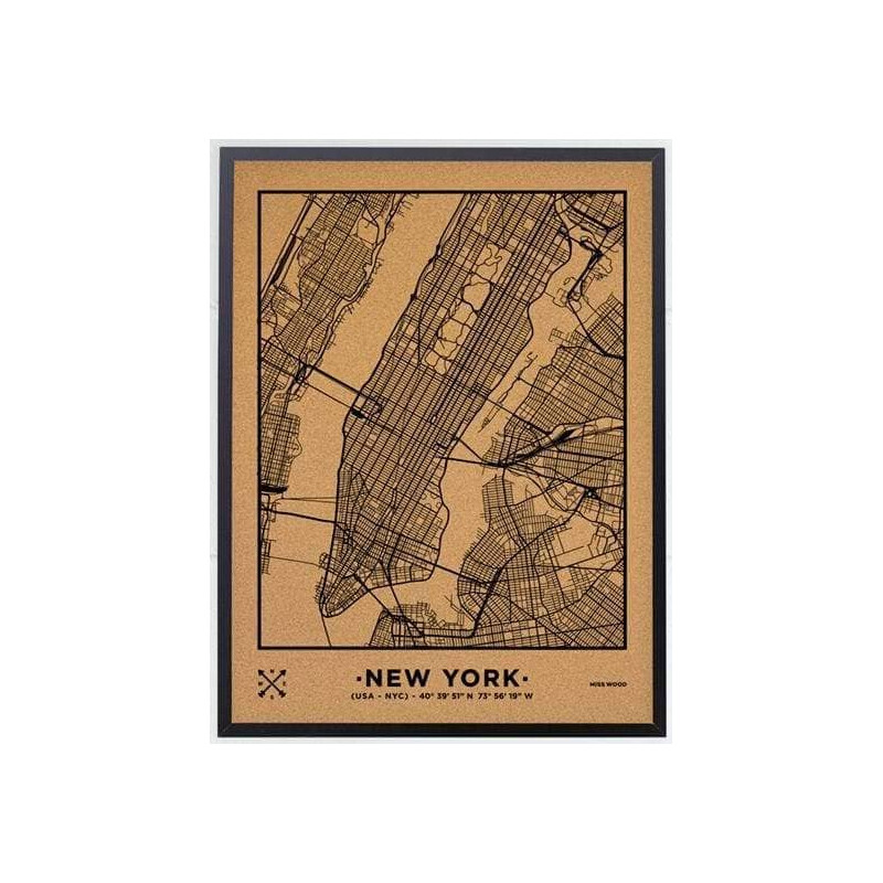 Carte régionale Miss Wood Woody Map Natural New York L Black