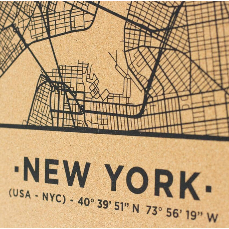 Carte régionale Miss Wood Woody Map Natural New York L Black