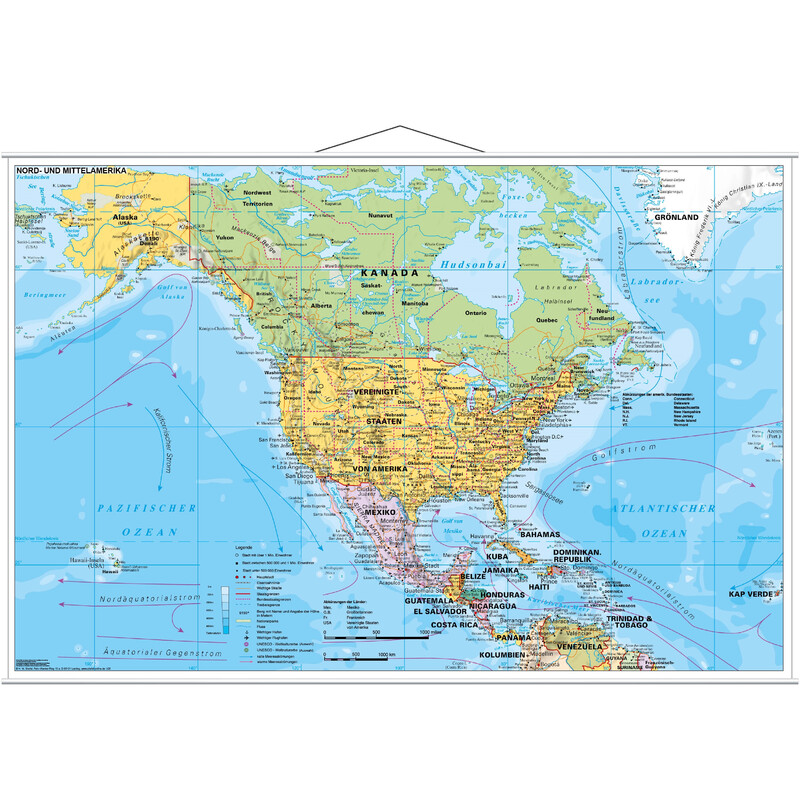 Carte des continents Stiefel Nord- und Mittelamerika politisch (137x89)