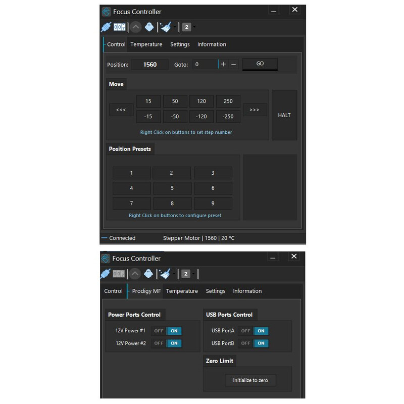 Système de mise au point PegasusAstro Prodigy Microfocuser